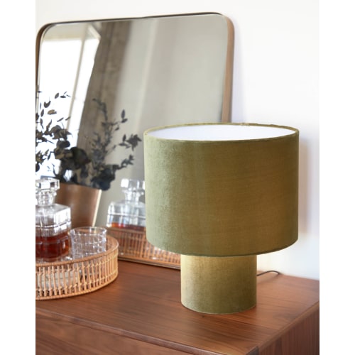 Green velvet table lamp store
